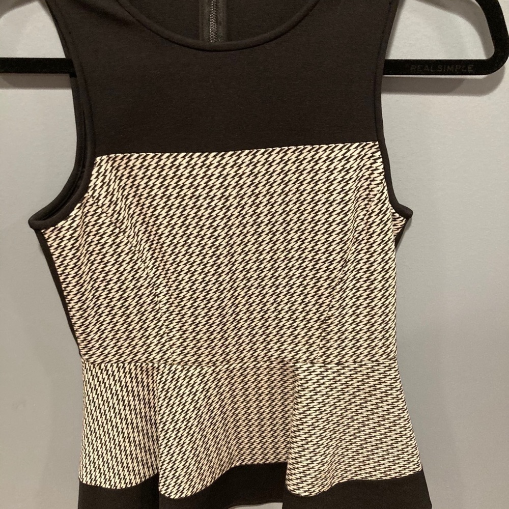 Nwot Tibi Houndstooth Pattern Stretch Peplum Top … - image 1
